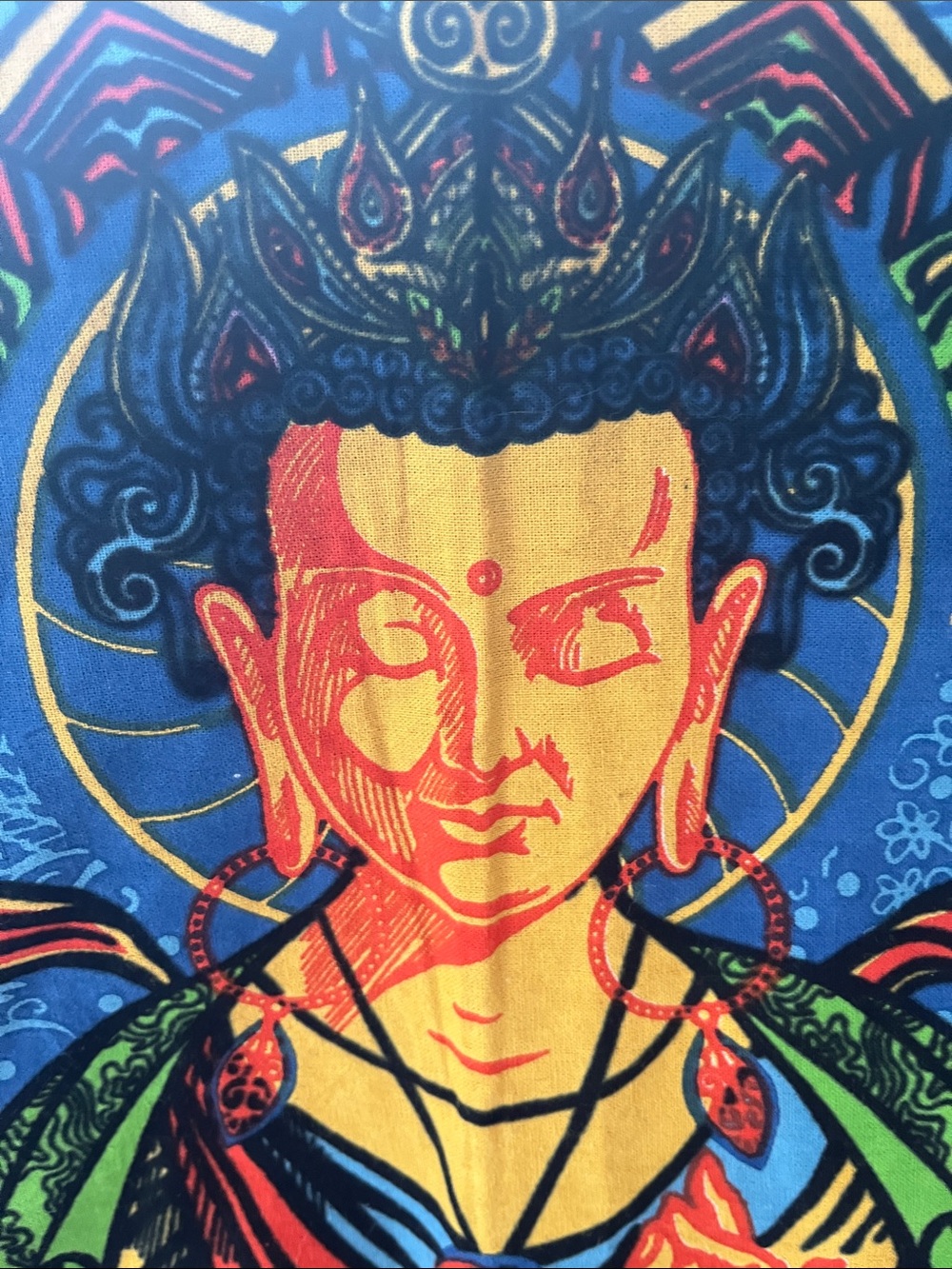Vibrant Lotus Buddha Tapestry Wall Art in Multicolor - Picture 7 of 9
